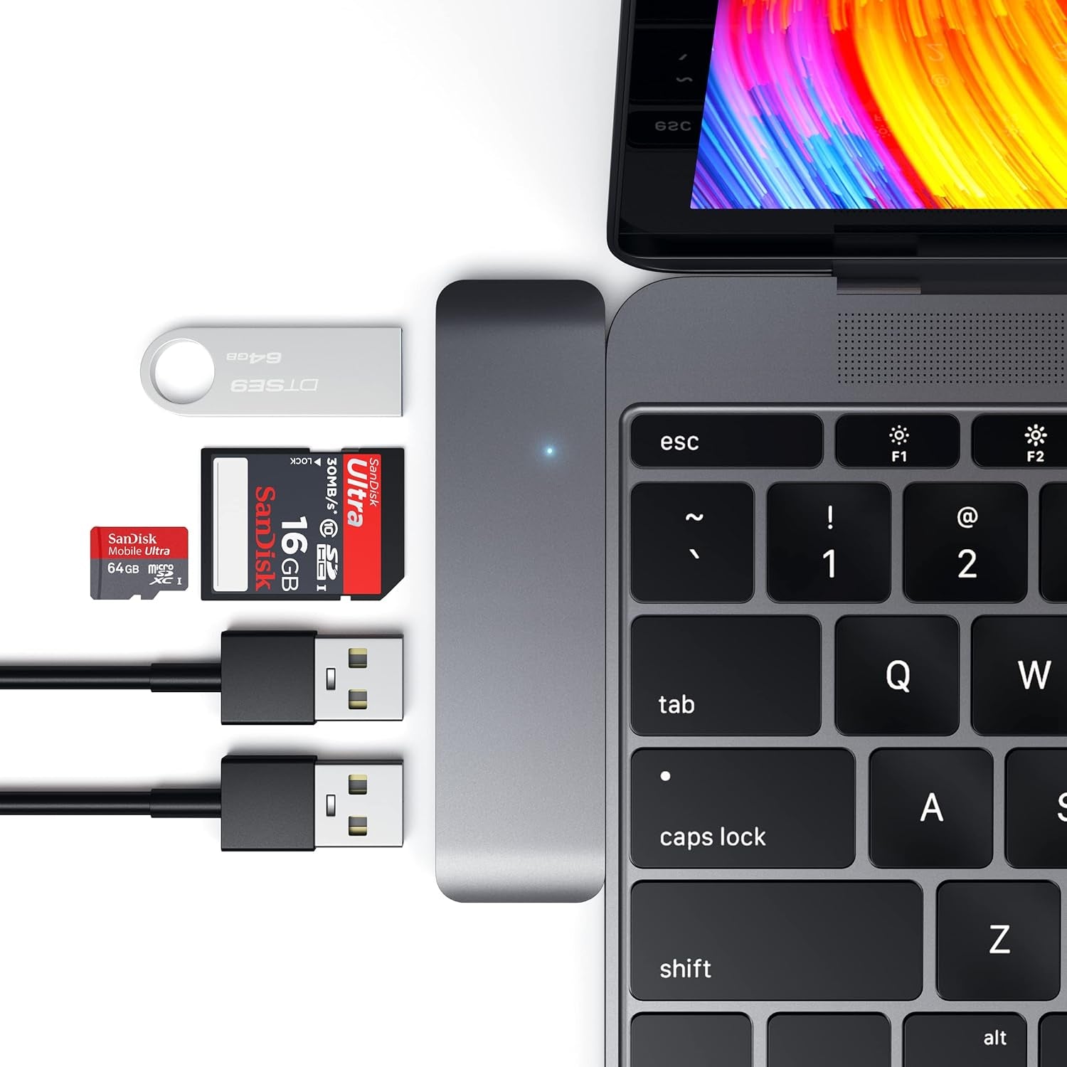 Aluminum Type-C USB 3.0 3-In-1 Combo Hub Adapter - 3 USB 3.0 Ports and Micro/Sd Card Reader - Compatible with 2022 Ipad Air M1, 2021 Ipad Pro M1, 2020 Macbook Pro/Air M1 (Space Gray)