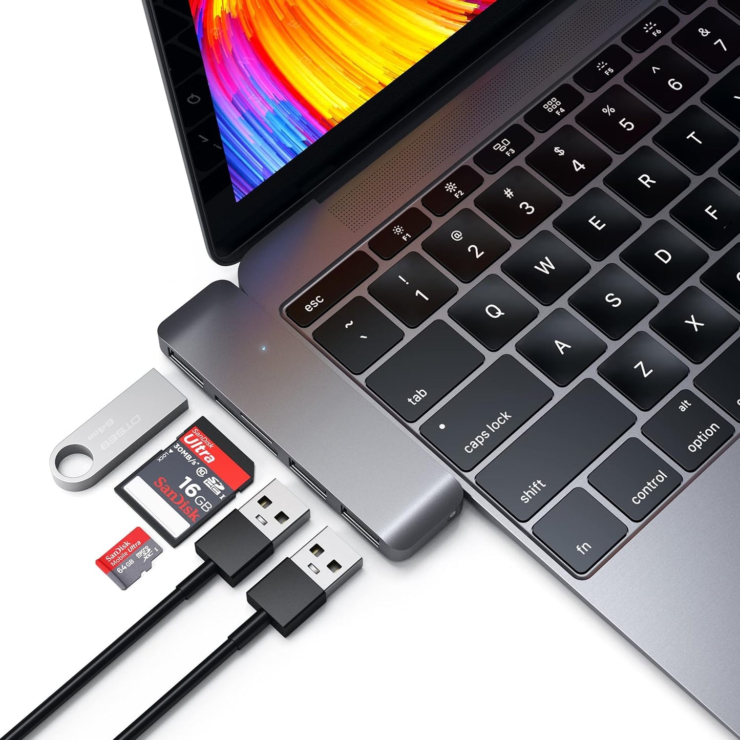 Aluminum Type-C USB 3.0 3-In-1 Combo Hub Adapter - 3 USB 3.0 Ports and Micro/Sd Card Reader - Compatible with 2022 Ipad Air M1, 2021 Ipad Pro M1, 2020 Macbook Pro/Air M1 (Space Gray)